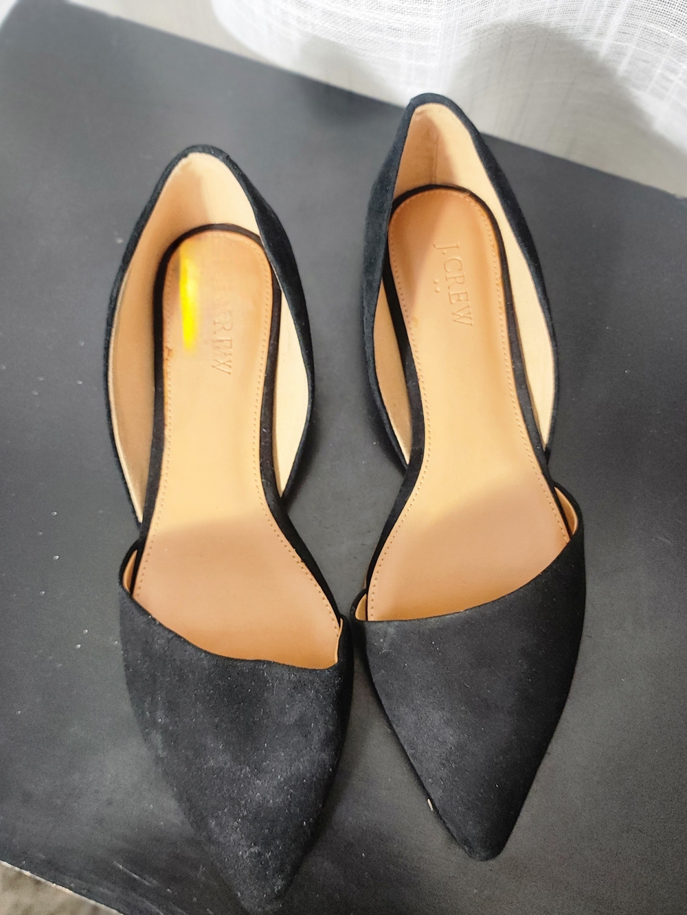 J. Crew Black Suede Pointed-Toe D'Orsay Flats
